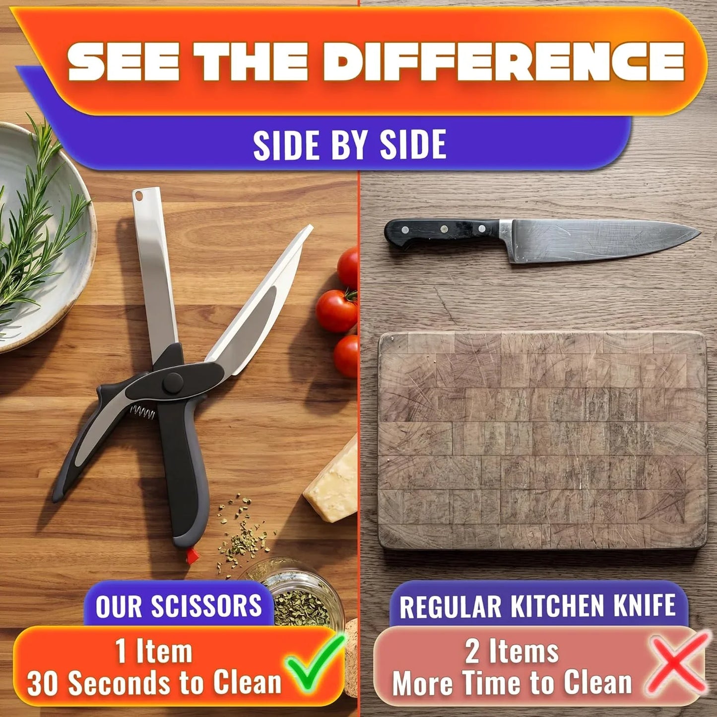 2 in 1 Kitchen Scissors for Food